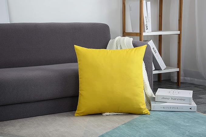 TangDepot Handmade Decorative Solid 100% Cotton Canvas Throw Pillow Covers/Pillow Shams, (28" x28" , Deep Yellow, 1 Count (Pack of 1))