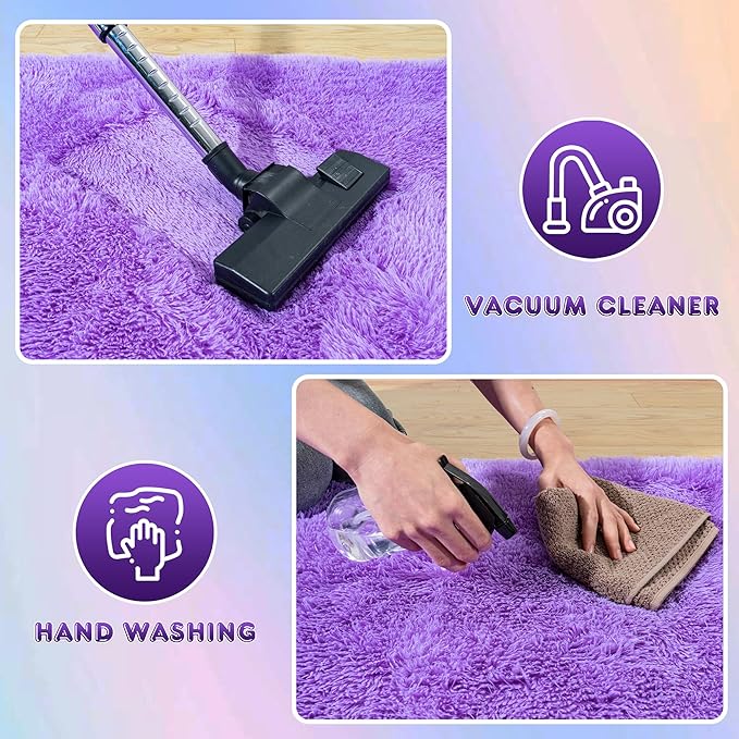 8x10 Large Area Rugs for Living Room, Ultra Fluffy Shag Rug for Bedroom, Modern Plush Soft Carpet for Girls Boys Kids Room Dorm Fuzzy Non Slip Rug for Home Decor Aesthetic, Purple