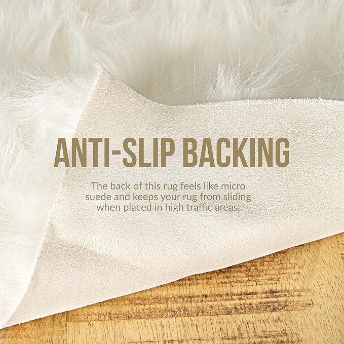 Luxe Gordon Faux Fur Rug with Soft and Fluffy Pile | Machine Washable Living Room Rug with Anti-Slip Backing | Cruelty-Free Area Rugs for Office or Bedroom, Gradient Tan, 6 ft Dia.