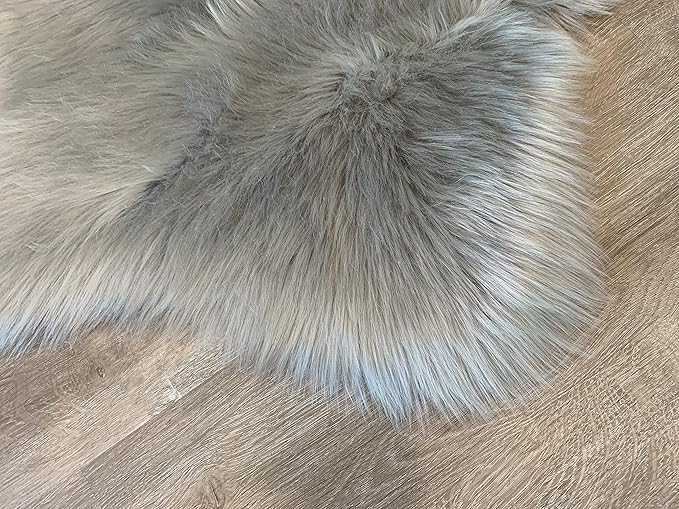 LAMBZY Faux Sheepskin Super Soft Hypoallergenic Silky Shag Rug for Living Room, Kids Room, Sofa (Single 2'x3', Grey)