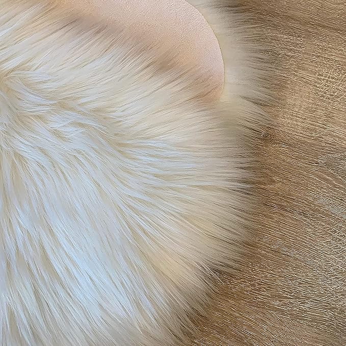 LAMBZY High Pile Super Soft Faux Sheepskin Rug (9'x12', White)