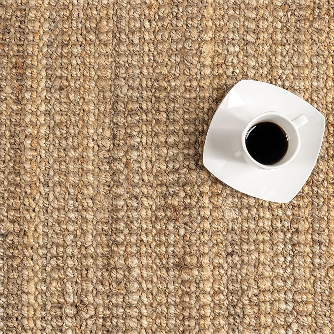 Nuloom Daniela Natural, 5' x 8' Oval, Handmade, Jute, Tassel, Soft and Textured, High Traffic, Stain Resistant, Easy Clean, Durable Area Rug for Bedroom, Living Room, Dining Space, Foyer, Entryway