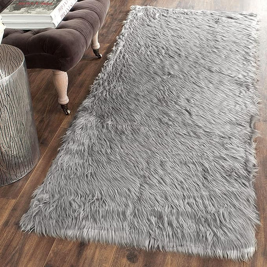 SAFAVIEH Faux Sheep Skin Collection Runner Rug - 2'6" x 6', Grey, Silken Glam Design, Non-Shedding & Easy Care, 2.35-inch Thick Ideal for High Traffic Areas in Living Room, Bedroom (FSS235D)