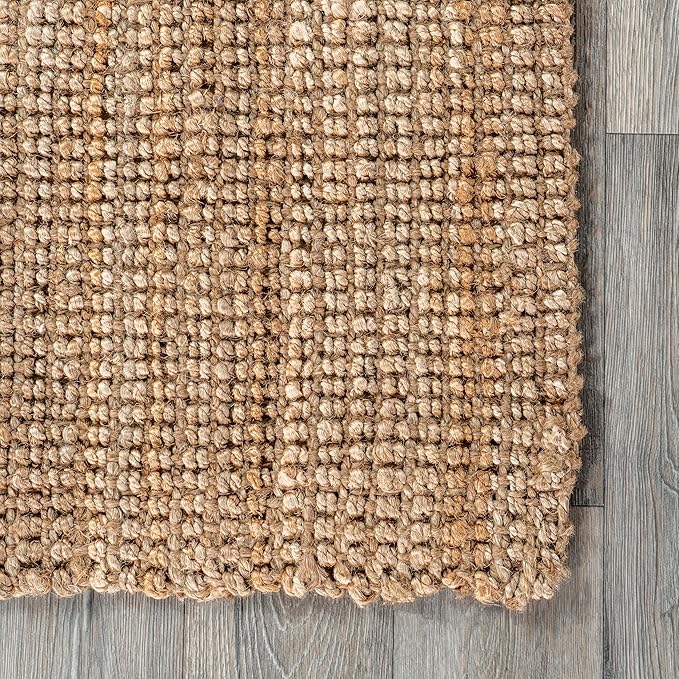 Nuloom Ashli Hand Woven, Natural, 7'6" x 9'6", Farmhouse, Jute, Soft and Textured, High Traffic, Stain Resistant, Easy Clean, Durable Area Rug for Bedroom, Living Room, Dining, Den, Foyer, Entryway