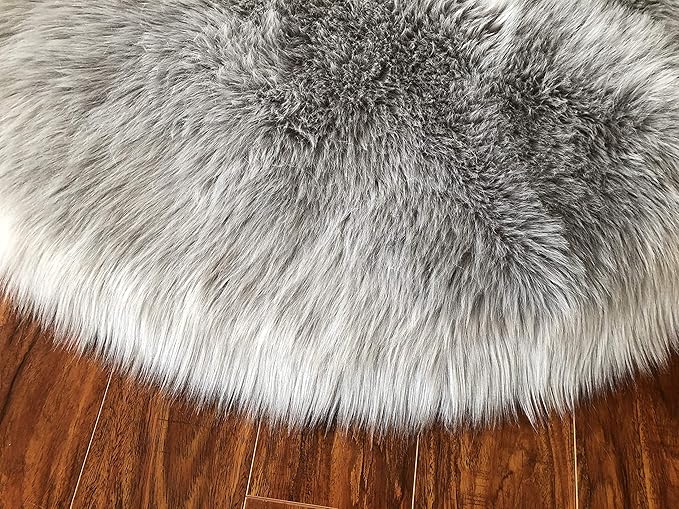 Free Shape Luxury Soft Fluffy Shag Area Rug Decto 10 Pelts 6'x10', 180x300cm - Vegan Fur Ultra Soft Indoor Carpet Nursery Rugs for Bedroom Home Decor, Grey