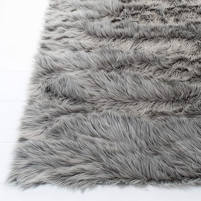 SAFAVIEH Faux Sheep Skin Collection Runner Rug - 2'6" x 6', Grey, Silken Glam Design, Non-Shedding & Easy Care, 2.35-inch Thick Ideal for High Traffic Areas in Living Room, Bedroom (FSS235D)