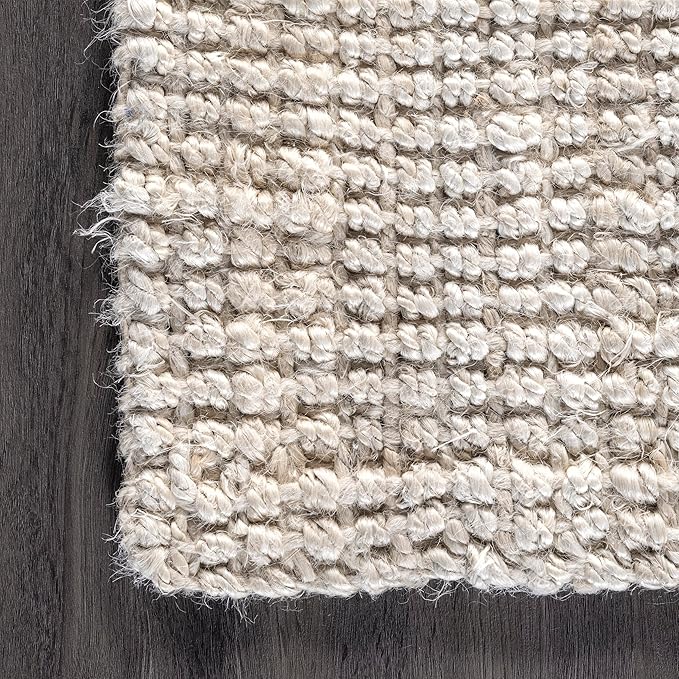 nuLOOM Ashli Solid Farmhouse Jute Area Rug, 8' Round, Off-white