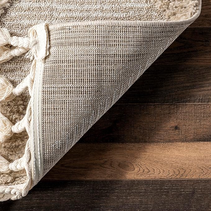 Nuloom Marissa Beige/Ivory, 12' x 15', Diamond, Tassel, Soft and Cozy, High Traffic, Stain Resistant, Easy Clean, Durable Area Rug for Bedroom, Living Room, Dining Space, Den, Foyer, Entryway