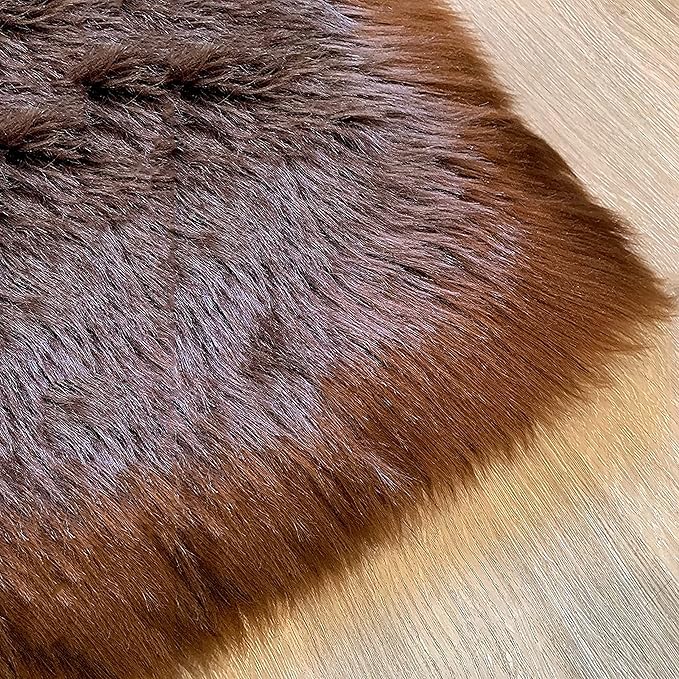 LAMBZY High Pile Super Soft Faux Sheepskin Rug (5'x8', Brown)