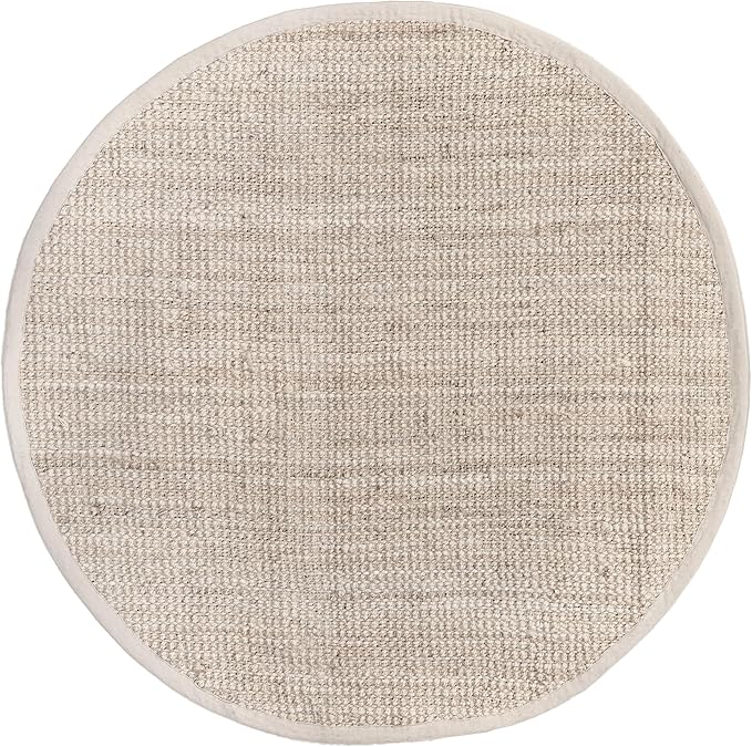 nuLOOM Ashli Solid Farmhouse Jute Area Rug, 8' Round, Off-white