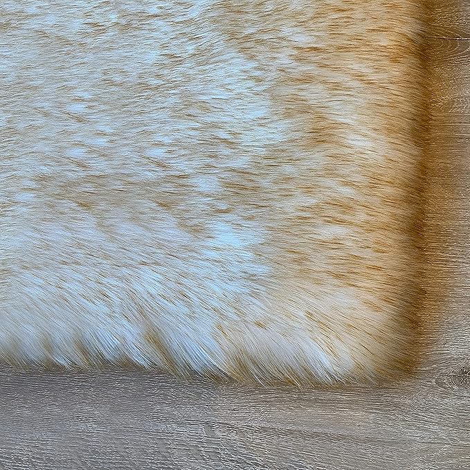 LAMBZY High Pile Super Soft Faux Sheepskin Rug (12'x15, White/Brown Tips)