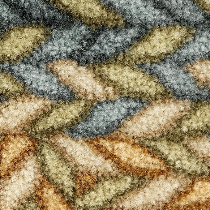 Maples Rugs Marion Bohemian Braided Design Print Area Rug – Made in USA – Washable, Non Slip Indoor Carpet for Entryway, Foyer, Kitchen, and Bathroom, 34" x 20", Multi-Color