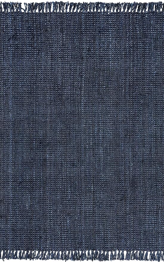 Nuloom Daniela Navy, 4' x 6', Handmade, Jute, Tassel, Soft and Textured, High Traffic, Stain Resistant, Easy Clean, Durable Area Rug for Bedroom, Living Room, Dining Space, Foyer, Entryway
