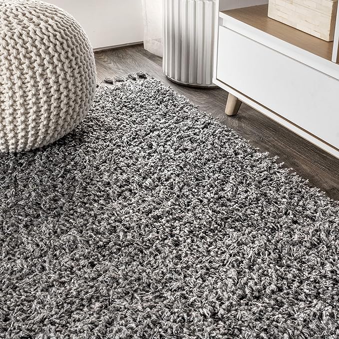 JONATHAN Y Mercer Shag Plush Tassel Charcoal Indoor Area Rug, 4x6, Contemporary, Modern, Easy-Cleaning for Living Room, Bedroom, Kitchen, Pet Friendly, Non-Shedding (MCR100B-4)