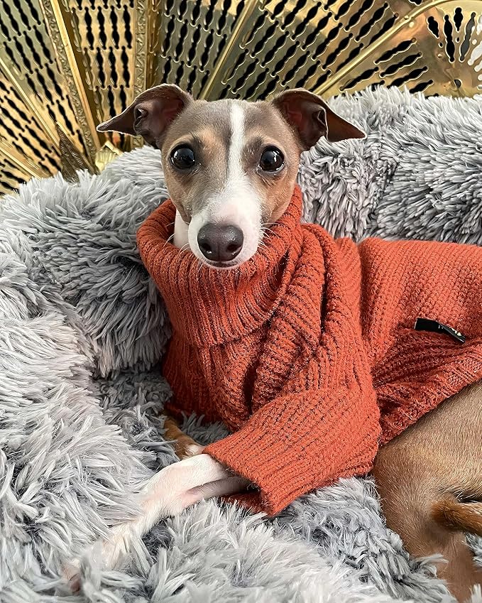 Fitwarm Thermal Knitted Dog Sweater Doggy Winter Coat Pet Clothes Doggie Turtleneck Jacket Puppy Outfits Cat Sweatshirt Red X-Large