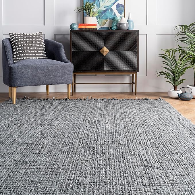 Nuloom Daniela Grey, 2'6" x 12', Handmade, Jute, Tassel, Soft and Textured, High Traffic, Stain Resistant, Easy Clean, Durable Runner for Bedroom, Living Room, Dining Space, Foyer, Entryway