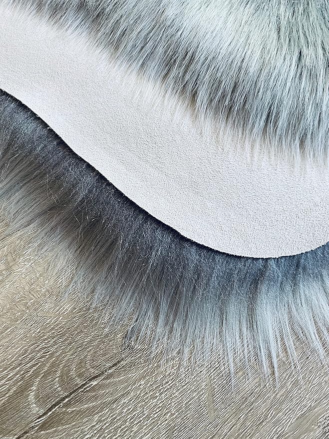 LAMBZY Faux Sheepskin Super Soft Hypoallergenic Silky Shag Rug for Living Room, Kids Room, Sofa (Single and a Half 2'x4'6", Grey)